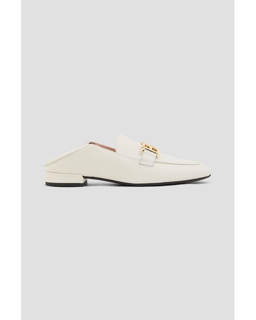 Bally Natural Bekla Embellished Leather Collapsible-Heel Loafers