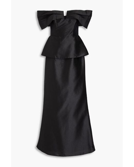 Zac Posen Black Schulterfreie robe aus duchesse-satin