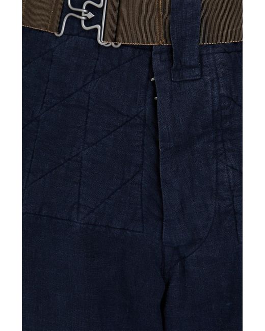 Maison Margiela Blue Belted Linen Shorts for men