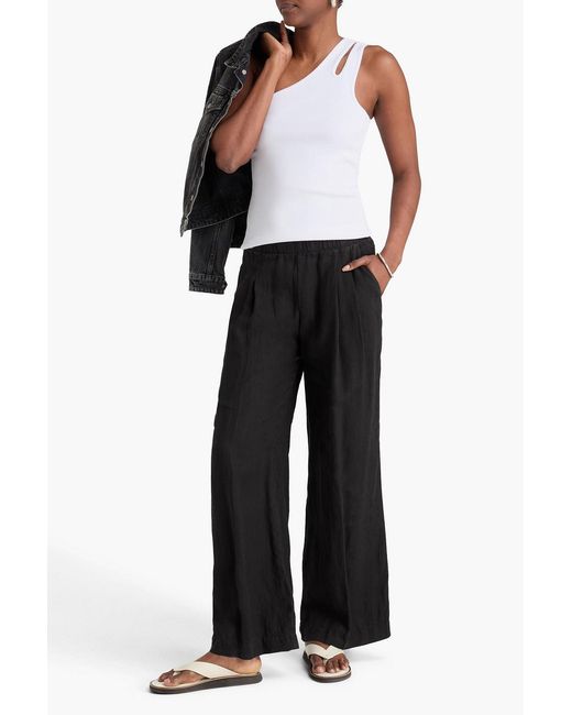 James Perse Black Linen Wide-Leg Pants