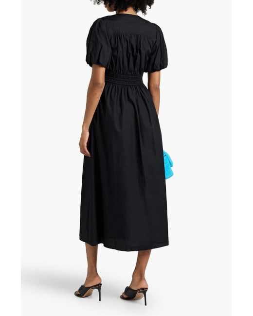 10 Crosby Derek Lam Black Maya Twist-front Cotton-poplin Midi Dress