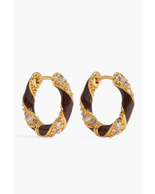 Zimmermann Metallic Gold-tone, Crystal And Enamel Hoop Earrings