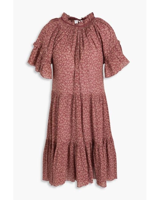 Ulla Johnson Pink Doris Ruffled Floral-print Cotton-crepon Dress