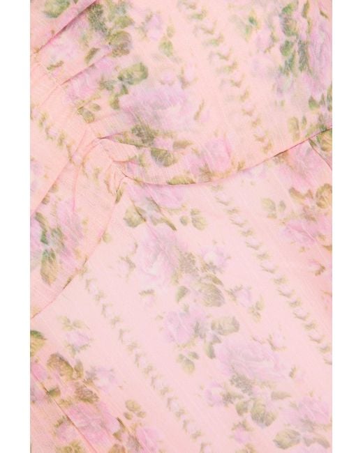 LoveShackFancy Pink Gilvery gerafftes maxikleid aus chiffon mit floralem print