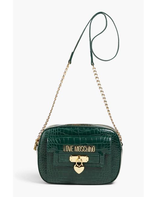 Love Moschino Green Faux Croc-effect Leather Shoulder Bag