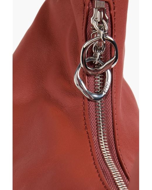 Staud Red Enzo Mini Leather Shoulder Bag