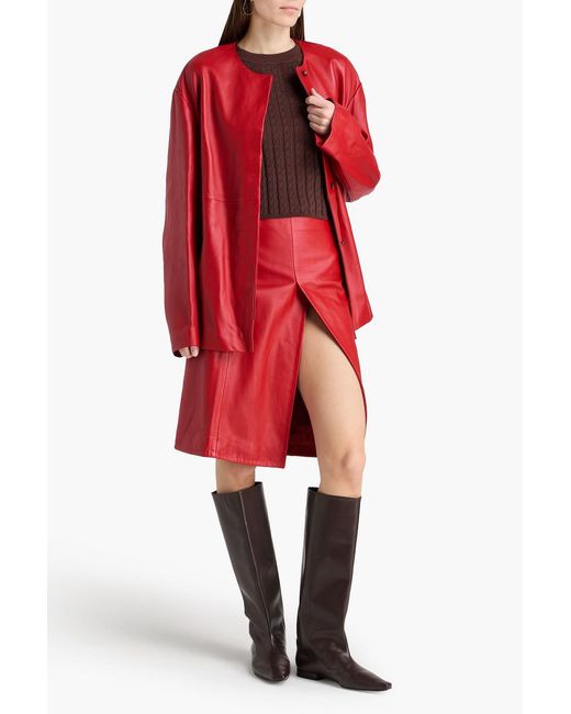 Loulou de Saison Red Atalia Pebbled-Leather Jacket