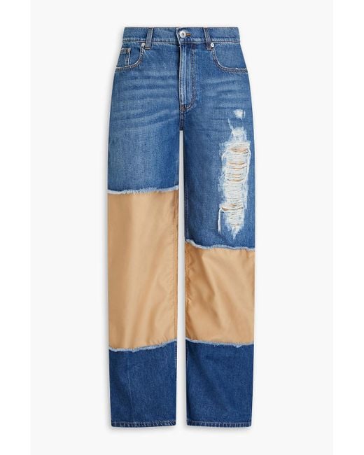 J.W. Anderson Zweifarbige jeans aus denim in distressed-optik in Blue für Herren