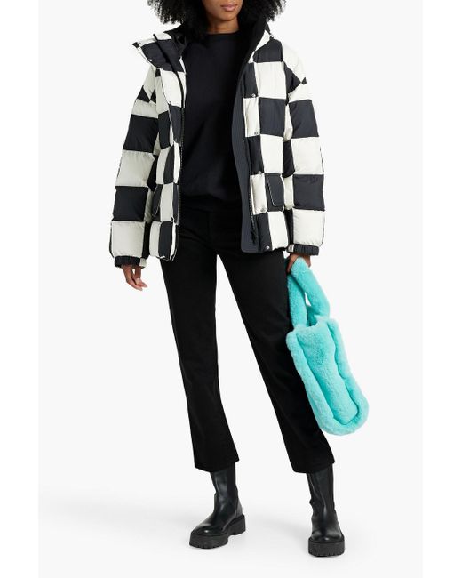 Stand Studio Black Darla Checked Shell Hooded Down Jacket