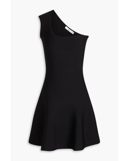 Safiyaa Black Klem One-shoulder Knitted Mini Dress