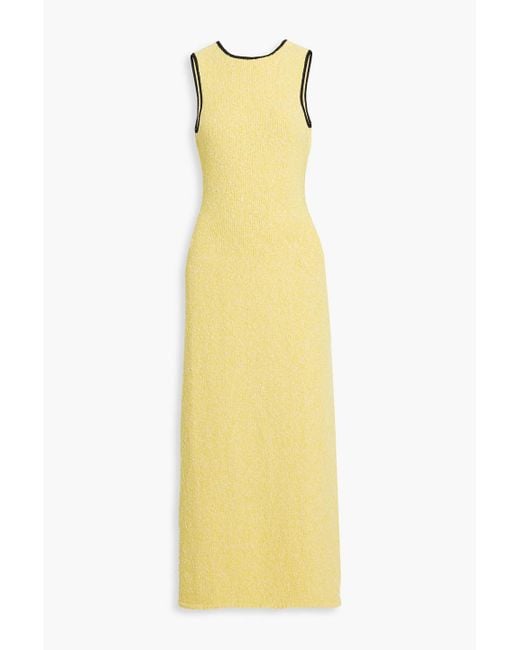 Ganni Yellow Bouclé-kit Organic Cotton-blend Midi Dress