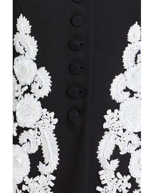 Carolina Herrera Black Sequin-Embellished Wool-Blend Jacket