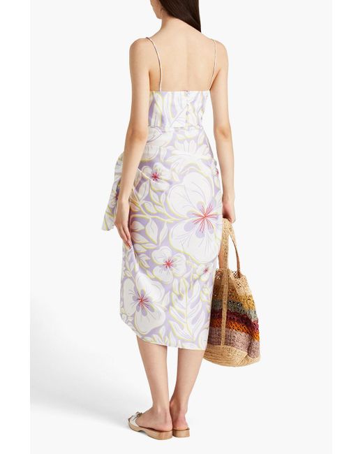 Racil White Cropped Floral-print Cotton Top