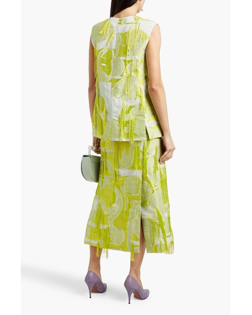 Roksanda Yellow Idya Fringed Jacquard Midi Skirt