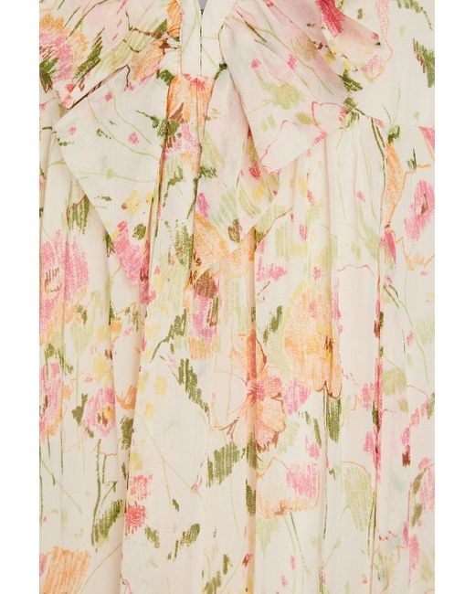 byTiMo Natural Ruffled Floral-print Crepe Maxi Dress