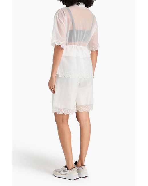 CECILIE BAHNSEN White Avi Embroidered Ripstop Top