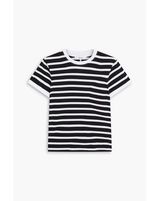 FRAME Black Striped Cotton-Jersey T-Shirt