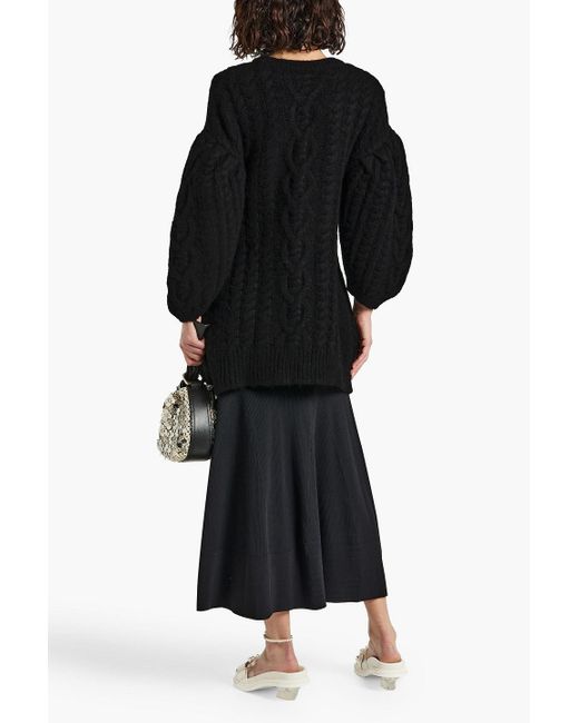 Simone Rocha Black Cable-knit Alpaca-blend Sweater