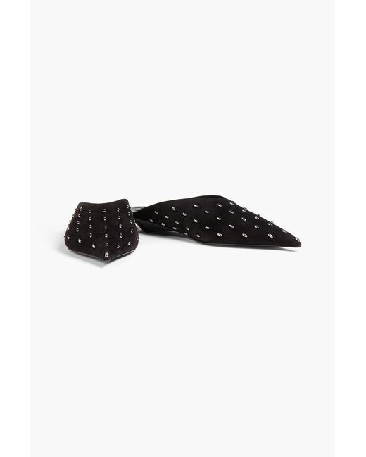 Mugler Black Embellished Seude Mules