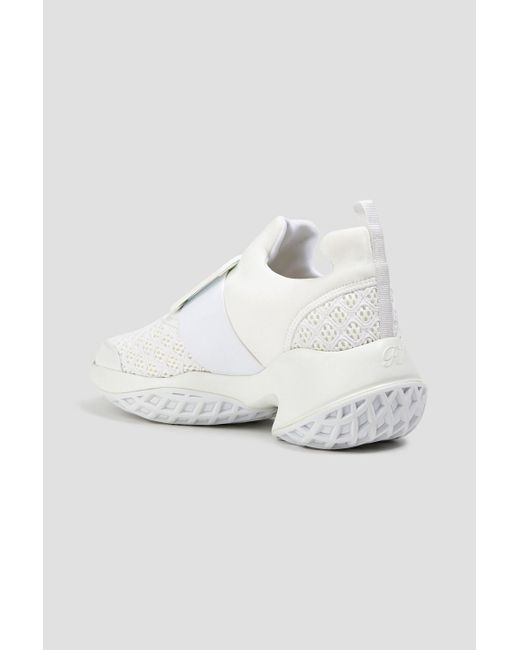 Roger Vivier White Viv Run Scuba, Mesh And Leather Sneakers