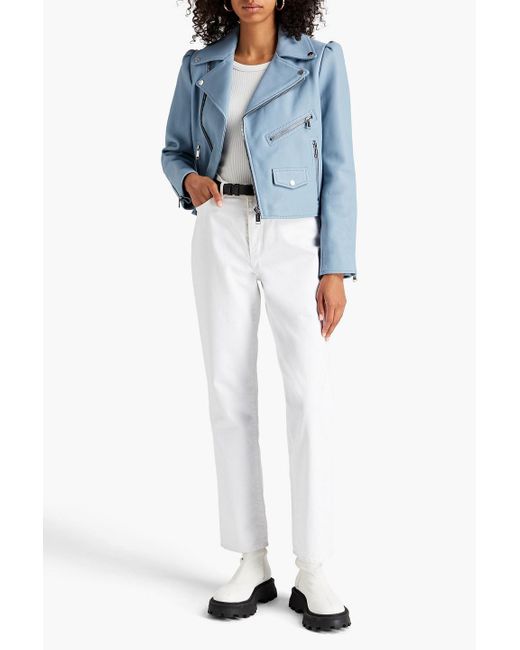 Michael kors top blue leather jacket