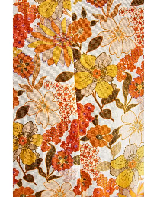 Sandro Metallic Floral-print Silk-twill Blouse