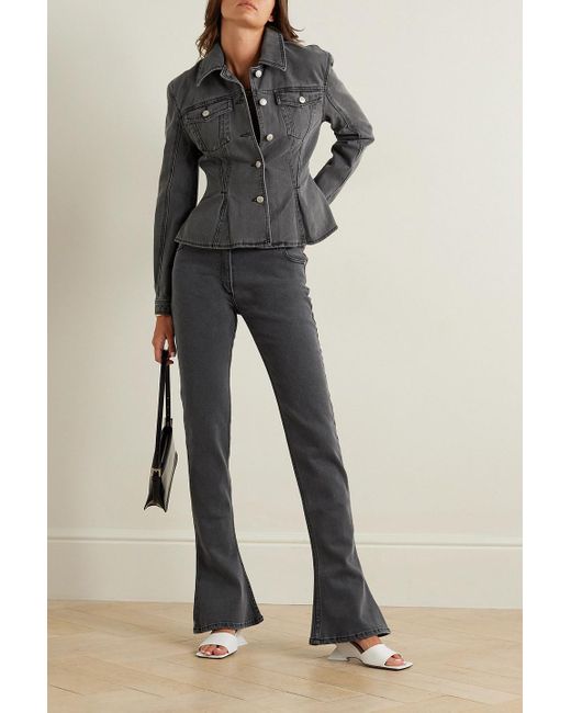 Black denim peplum jacket 2025