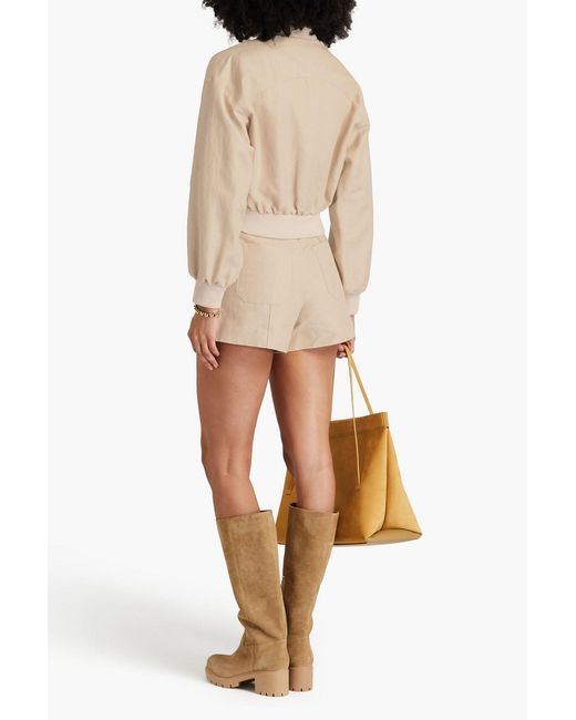 Maje Natural Linen And Cotton-blend Bomber Jacket