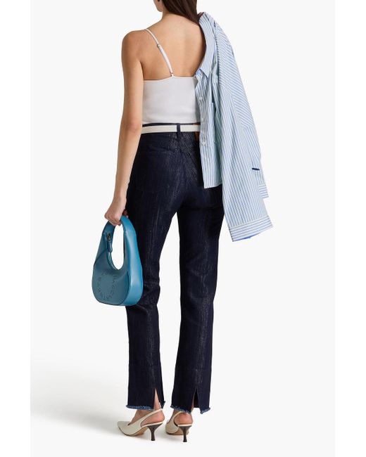 Victoria Beckham Blue Metallic High-rise Straight-leg Jeans