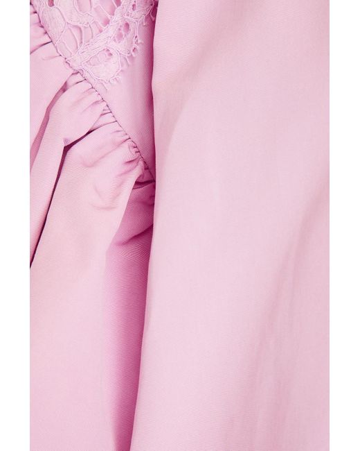 Valentino Garavani Pink Corded Lace-paneled Faille Mini Dress