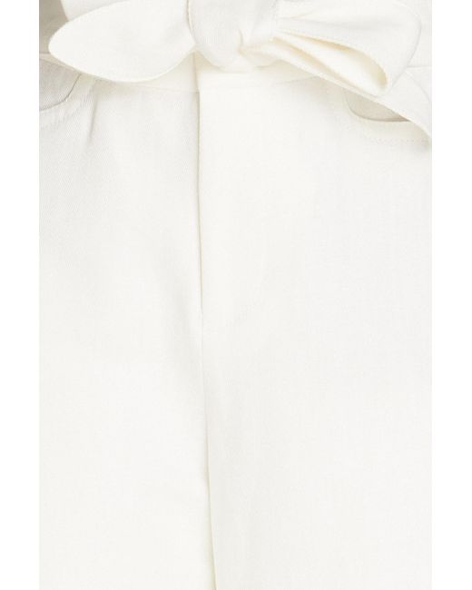 Vince White Cotton And Linen-blend Chambray Culottes