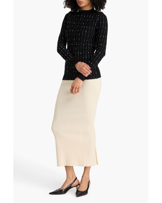 Joseph Black Bouclé-knit Mock-neck Sweater