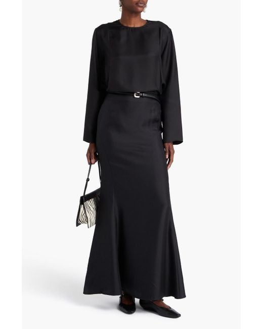 Loulou de Saison Black Dalupiri Silk-twill Maxi Skirt