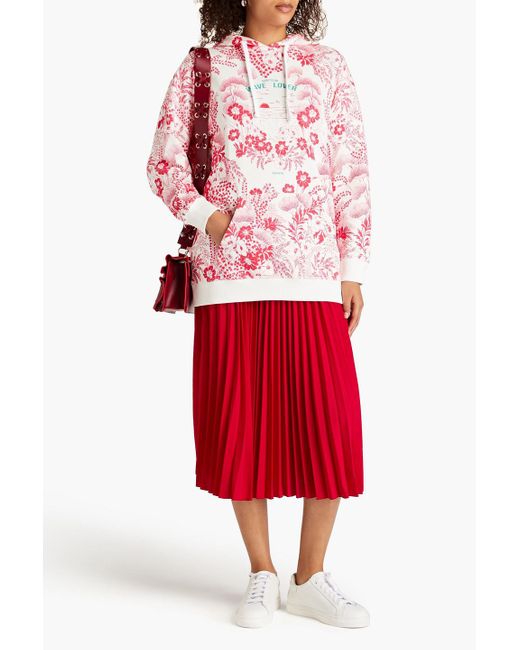 RED Valentino Pink Printed French Cotton-terry Hoodie