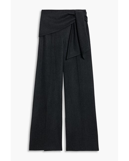 Max Mara Black Arsenio Tie-Front Wool-Blend Felt Wide-Leg Pants