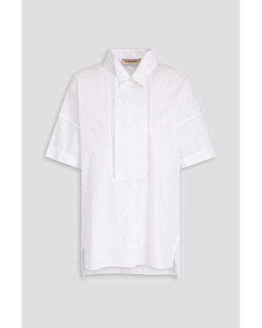 Gentry Portofino White Hemd aus baumwollpopeline mit organza-besatz
