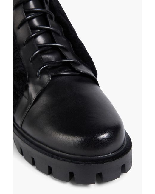 Alexandre Birman Black Clarita Bow-Detailed Shearling Combat Boots