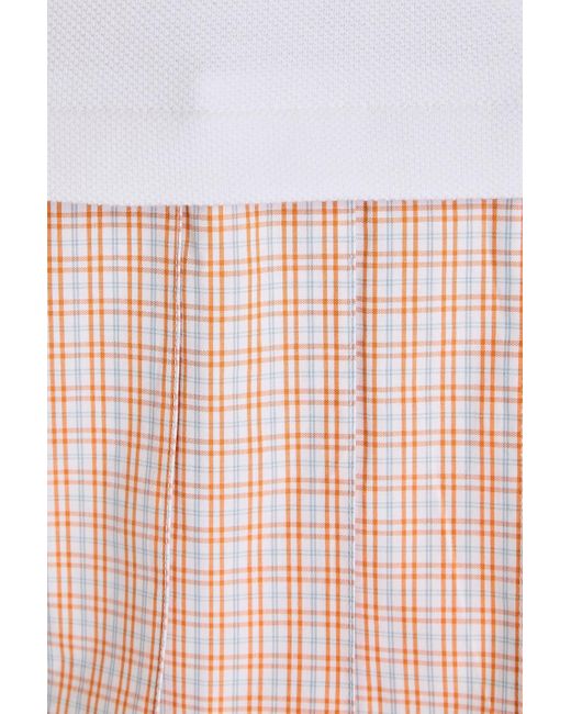 Thom Browne Pink Pleated Printed Cotton-piqué And Jacquard Mini Dress