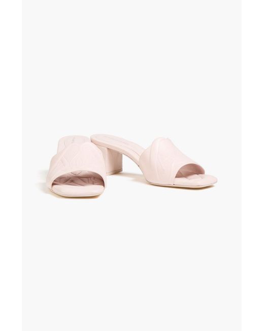 McQueen Pink Embossed Leather Mules