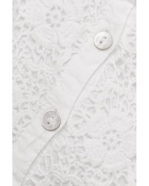LoveShackFancy White Carmeline cropped oberteil aus gehäkelter baumwolle mit spitzenbesatz