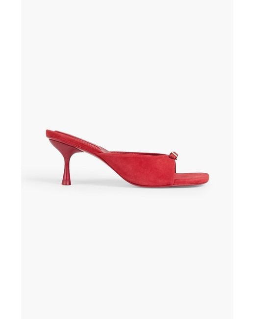 Jonathan Simkhai Red Carey Suede Mules