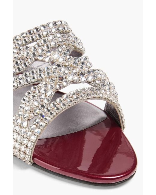 Gina White Munro Crystal-Embellished Leather Slides