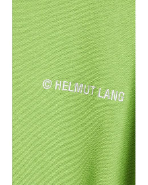 Helmut Lang Green Embroidered French Cotton-blend Terry Sweatshirt