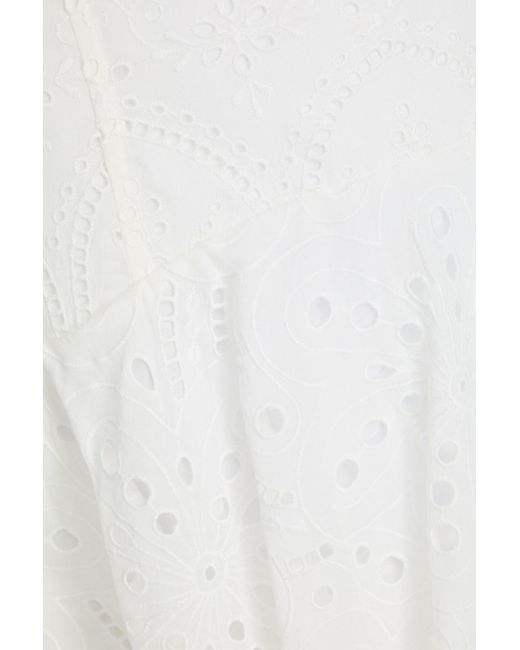 Charo Ruiz White Saria ausgestellter minirock aus einer baumwollmischung mit lochstickerei