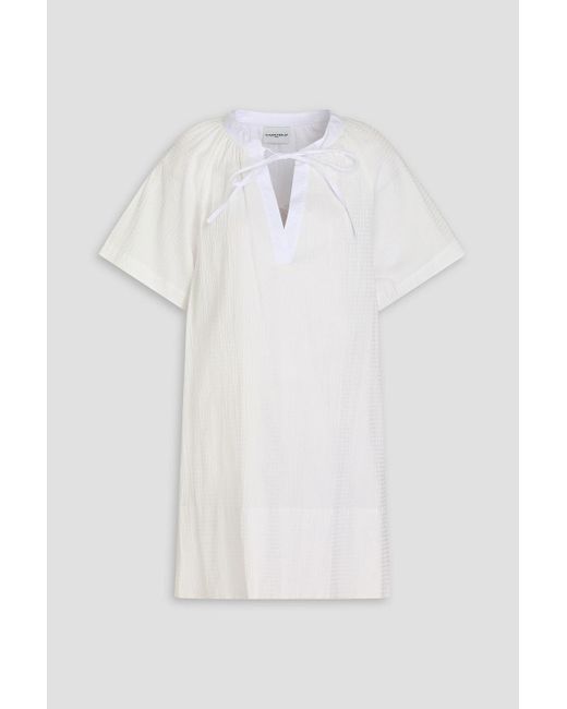 Claudie Pierlot White Minikleid aus seersucker aus einer baumwollmischung mit raffung