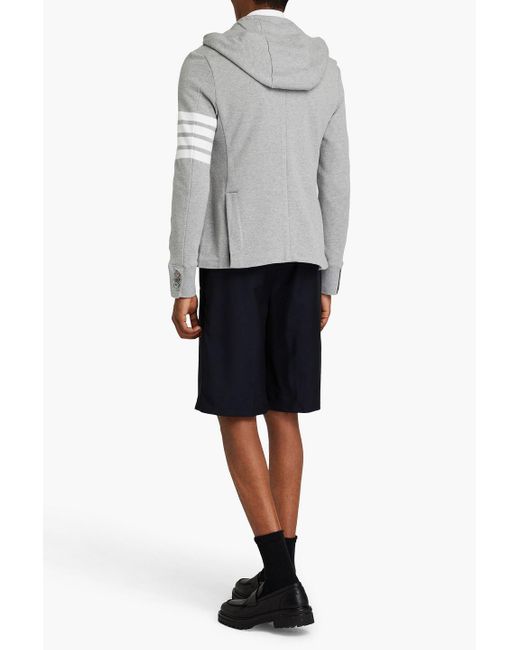 Thom Browne Gray Striped French Cotton-terry Hooded Blazer for men