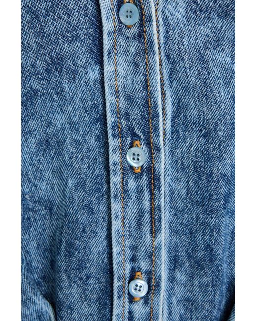 Moschino Blue Wrap-effect Acid-wash Denim Shirt Dress