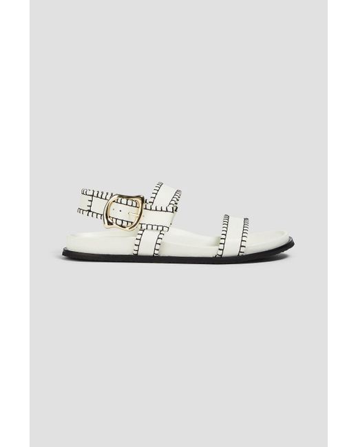 FRAME White Le Marcel Whipstitched Leather Sandals