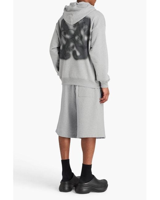 Off-White c/o Virgil Abloh Gray Flower Arrow Printed French Cotton-Terry Hoodie for men