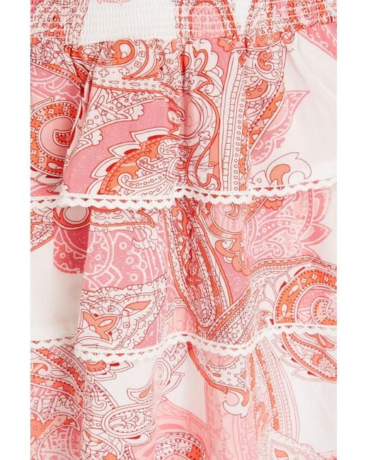 Melissa Odabash Pink Jess minikleid aus voile mit paisley-print und rüschen